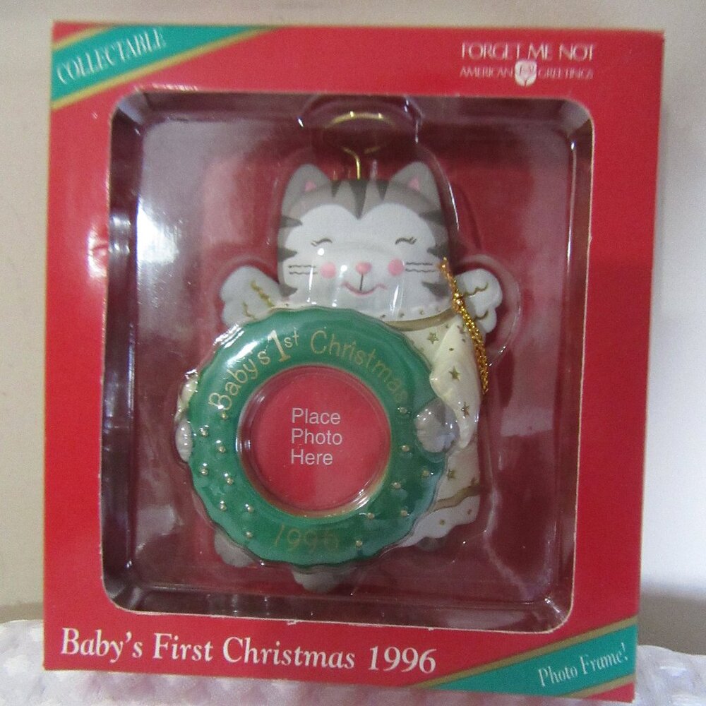 Baby first 1st Christmas 1996 Collectible picture Photo Frame ornament  – Cat